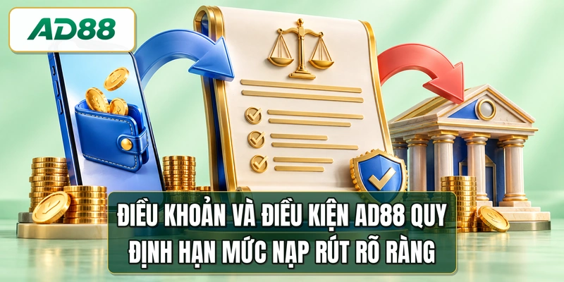Điều khoản và điều kiện AD88 quy định hạn mức nạp rút rõ ràng