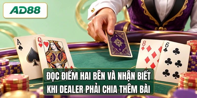 Đọc điểm hai bên và nhận biết khi dealer phải chia thêm bài