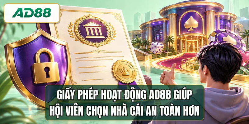 Giấy phép hoạt động AD88 giúp hội viên chọn nhà cái an toàn hơn