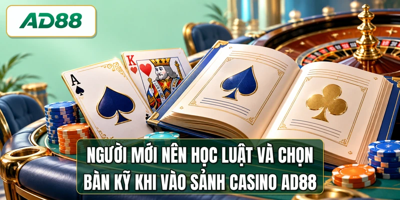 Người mới nên học luật và chọn bàn kỹ khi vào sảnh casino AD88