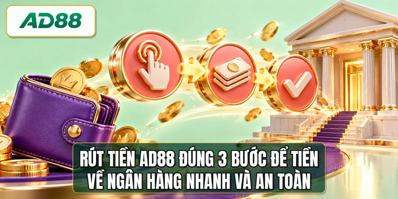 Rút tiền AD88 đúng 3 bước để tiền về ngân hàng nhanh và an toàn