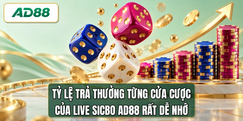 Tỷ lệ trả thưởng từng cửa cược của live sicbo AD88 rất dễ nhớ