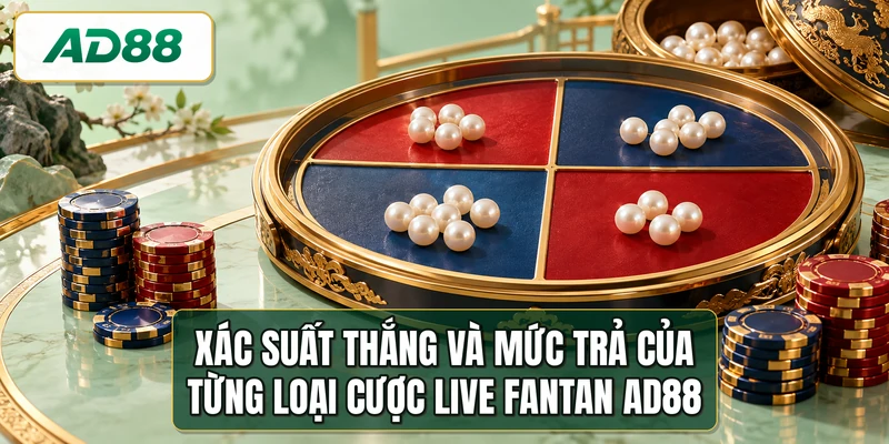 Xác suất thắng và mức trả của từng loại cược live fantan AD88
